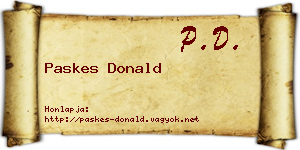 Paskes Donald névjegykártya